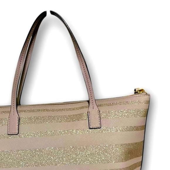 Kate Spade NWOT Haven Lane Hani Glitter Striped Tote - Picture 4 of 5